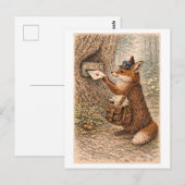 Vintage-Style Fox as Mailman Illustration ポストカード (正面/裏面)