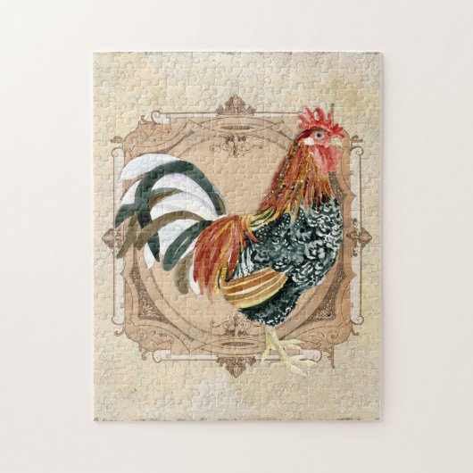 Vintage Style French Country Rustic Barn Rooster ジグソーパズル (縦)