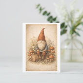 Vintage-Style Gnome on a Log ポストカード (スタンド正面)