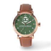 Vintage Style Green Minimal Monogram couple 腕時計 (正面)