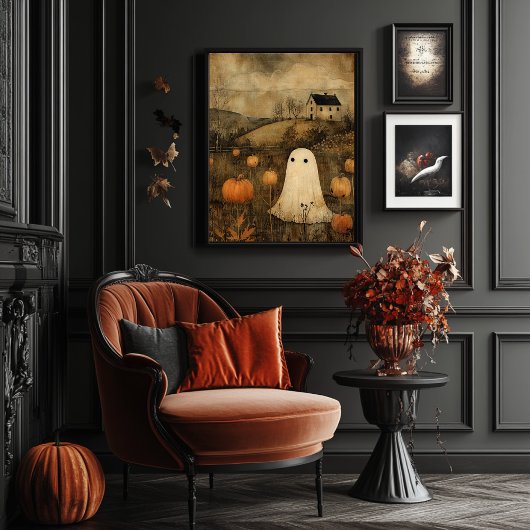Vintage Style Halloween Ghost Farmhouse Vibe  ポスター
