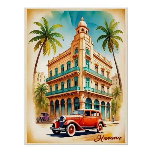 Vintage Style Havana Poster. ポスター (正面)