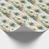 Vintage Style Hawaiian Seascape Palms Travel Art ラッピングペーパー (角)