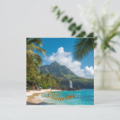 Vintage Style Hawaiian Travel Blue Sea Card (スタンド正面)