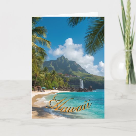 Vintage Style Hawaiian Travel Coast Blue Sea  カード (正面)