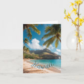 Vintage Style Hawaiian Travel Coast Sea Sunset カード (黄色い花)