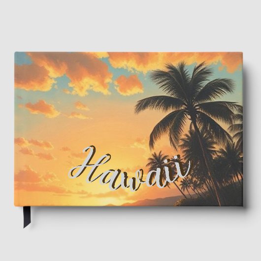 Vintage Style Hawaiian Travel Coast Sea Sunset ゲストブック (正面)