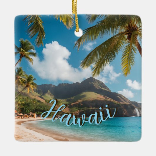 Vintage Style Hawaiian Travel Coast Sea Sunset セラミックオーナメント (正面)