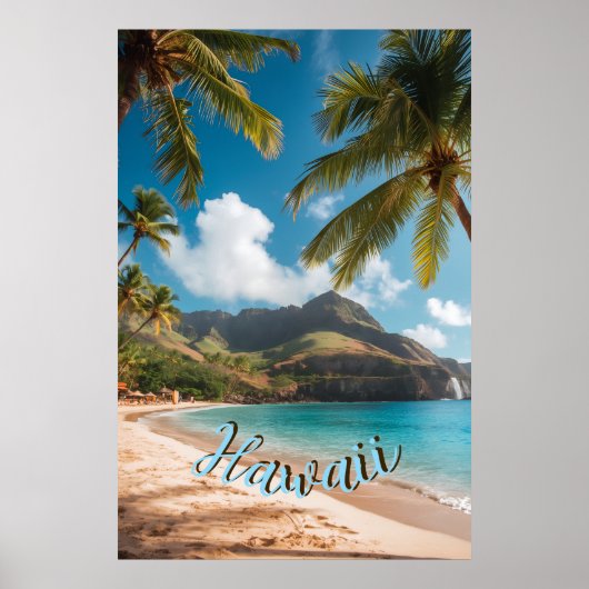 Vintage Style Hawaiian Travel Coast Sea Sunset ポスター (正面)