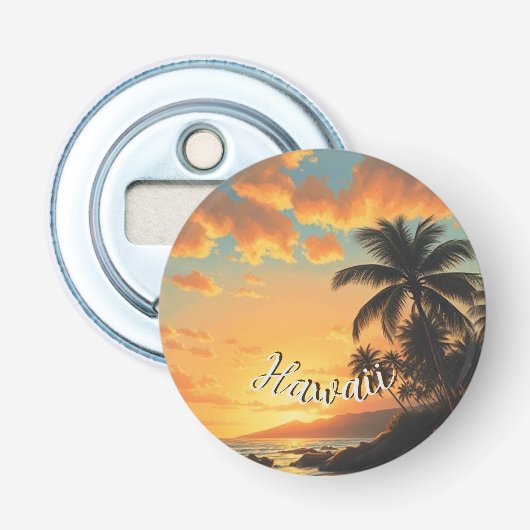 Vintage Style Hawaiian Travel Coast Sea Sunset 栓抜き (正面)