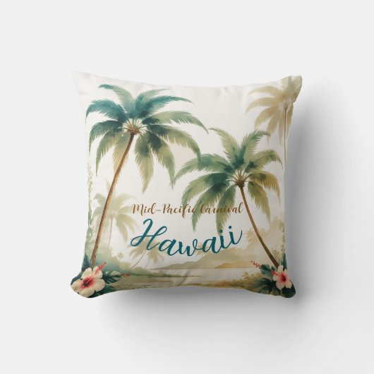 Vintage Style Hawaiian Travel Honolulu クッション (正面)