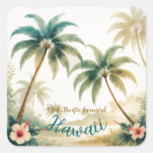Vintage Style Hawaiian Travel Honolulu スクエアシール (正面)