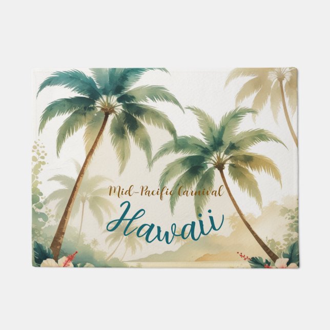 Vintage Style Hawaiian Travel Honolulu ドアマット (正面)