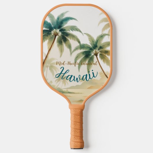 Vintage Style Hawaiian Travel Honolulu ピックルボールラケット (正面)