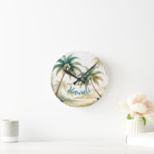 Vintage Style Hawaiian Travel Honolulu ラウンド壁時計 (ホーム)