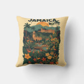 Vintage Style Jamaica Travel Illustration クッション (裏面)