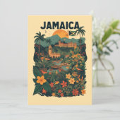 Vintage Style Jamaica Travel Illustration シーズンカード (スタンド正面)
