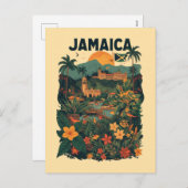 Vintage Style Jamaica Travel Illustration シーズンポストカード (正面/裏面)