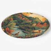 Vintage Style Jamaica Travel Illustration ペーパープレート (アングル)