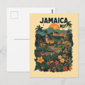 Vintage Style Jamaica Travel Illustration ポストカード (正面/裏面)