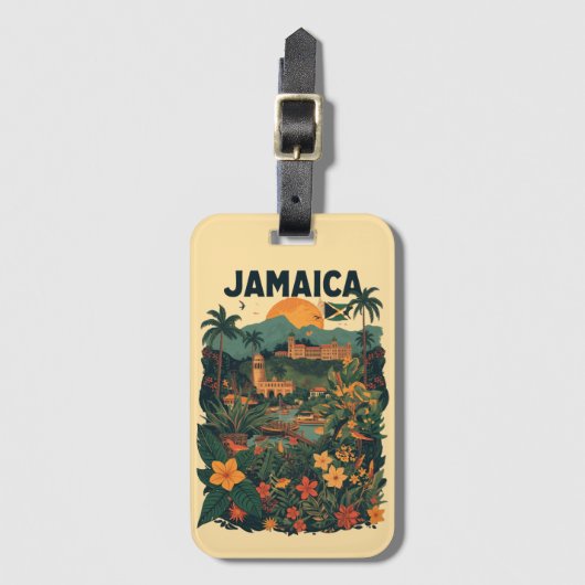 Vintage Style Jamaica Travel Illustration ラゲッジタグ (正面縦)