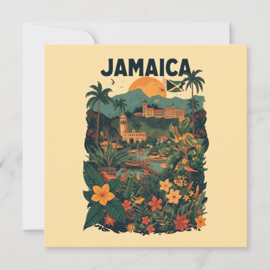 Vintage Style Jamaica Travel Illustration Card (正面)