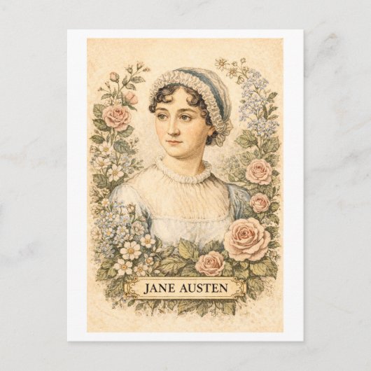 Vintage-Style Jane Austen Writer ポストカード (正面)