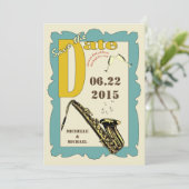 Vintage Style Jazz Save the Date 招待状 (スタンド正面)