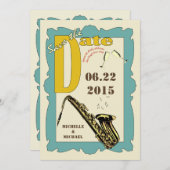 Vintage Style Jazz Save the Date 招待状 (正面/裏面)
