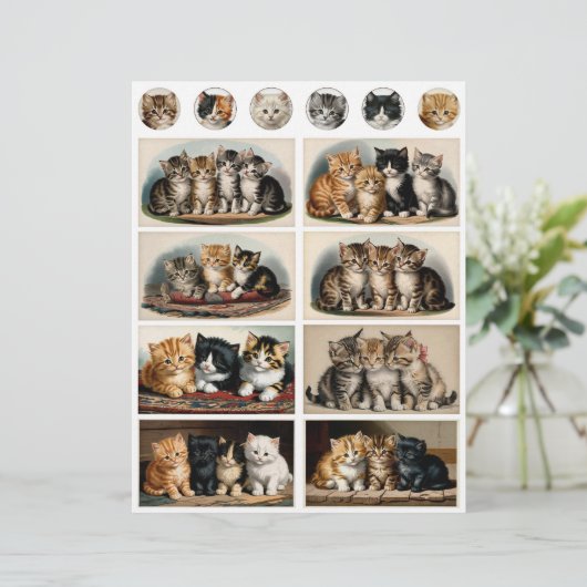 Vintage Style Kittens Ephemera Fussy Cuts (スタンド正面)