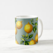 Vintage Style Lemons Pattern Wallpaper Art コーヒーマグカップ (正面右)