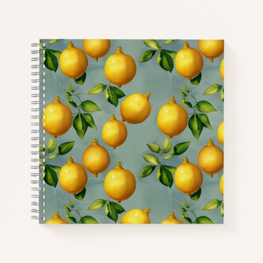 Vintage Style Lemons Pattern Wallpaper Art ノートブック (正面)
