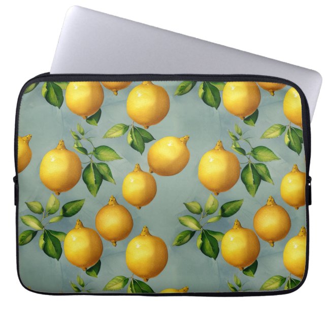 Vintage Style Lemons Pattern Wallpaper Art ラップトップスリーブ (正面)