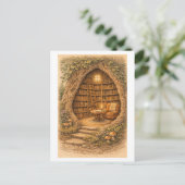 Vintage-Style Library in Hollow Tree ポストカード (スタンド正面)