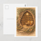 Vintage-Style Library in Hollow Tree ポストカード (正面/裏面)