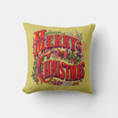 Vintage Style Merry Christmas Holiday Greeting  クッション (正面)