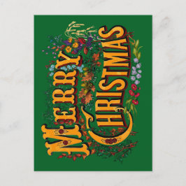 Vintage Style Merry Christmas Holiday Greeting  シーズンポストカード