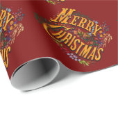 Vintage Style Merry Christmas Holiday Greeting  ラッピングペーパー (ロールコーナー)