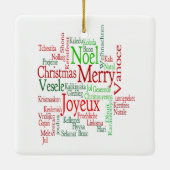 Vintage Style Merry Christmas Translation Word セラミックオーナメント (裏面)
