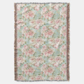 Vintage style neutral floral pattern スローブランケット (正面縦)