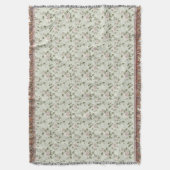 Vintage style neutral floral pattern スローブランケット (正面縦)