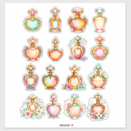 Vintage Style Perfume Bottles Sheet of Stickers シール