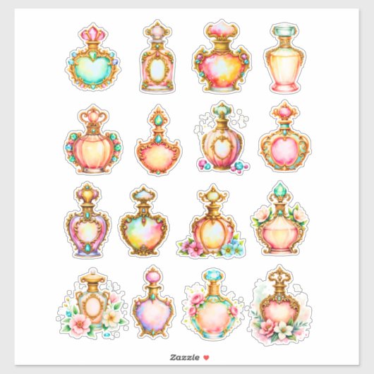 Vintage Style Perfume Bottles Sheet of Stickers シール (シート)