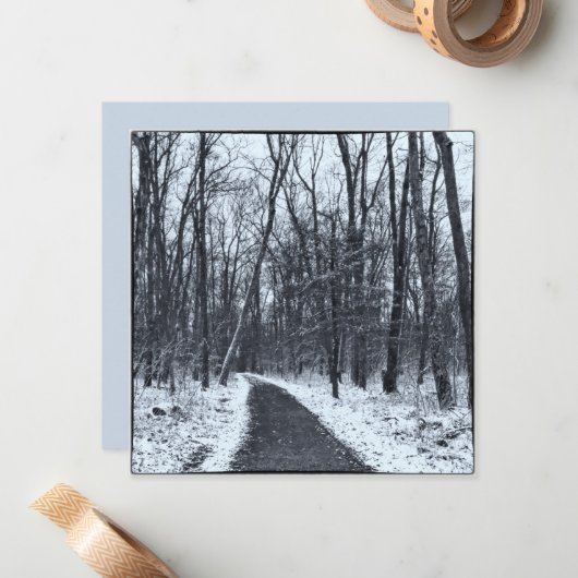 Vintage Style Photo Hiking Trail in Winter ノートカード (正面/裏面インサイチュ)