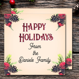 Vintage Style Pine Cone & Berries Christmas   シーズンカード