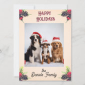 Vintage Style Pine Cone & Berries Christmas Photo  シーズンカード (正面)