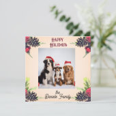 Vintage Style Pine Cone & Berries Christmas Photo  シーズンカード (スタンド正面)