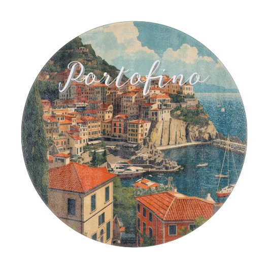 Vintage Style Portofino Genova Italy カッティングボード (正面)