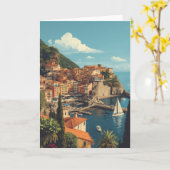Vintage Style Portofino Genova Italy カード (黄色い花)