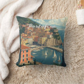 Vintage Style Portofino Genova Italy クッション (ブランケット)